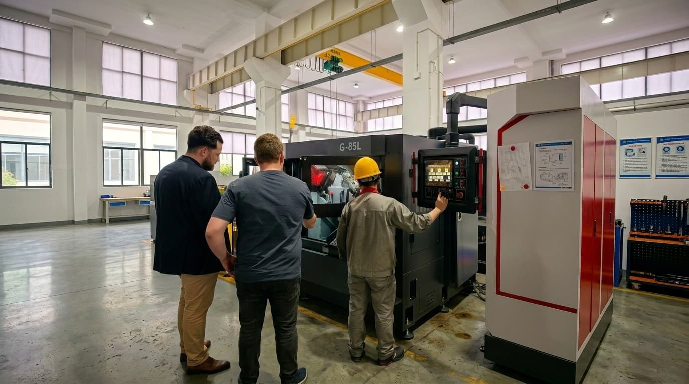 Wide view of CNC factory floor with multiple machines